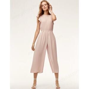 Aritzia Wilfred Women Soft Pink Fleurette Jumpsuit with Ruffle Sleeves Size S